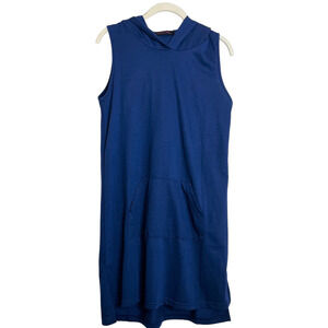 Laugh Out Loud Always Womens Dress Large Blue Sleeveless Hooded Front Pouch